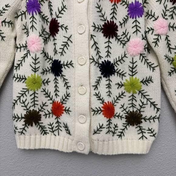 Kimlon Embroidered Floral Print Cardigan Sweater Size Large - Picture 4 of 15
